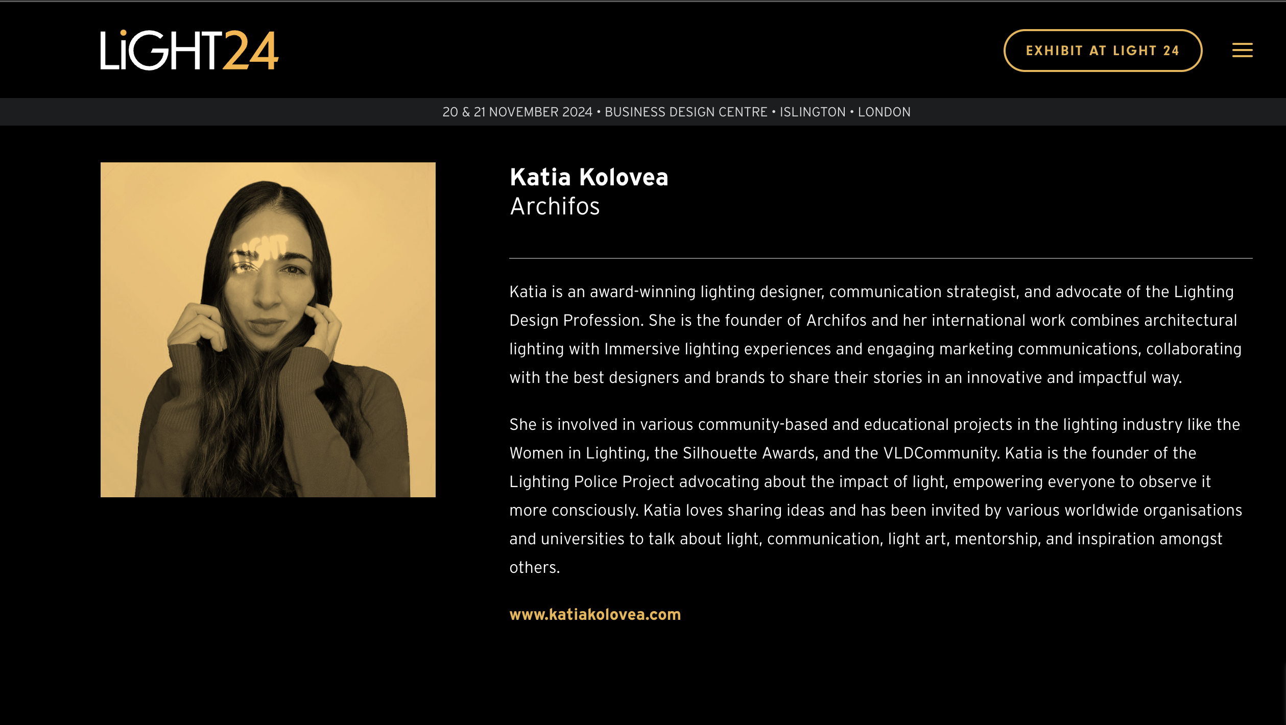 Katia Kolovea @Light23 representing The Lighting Police